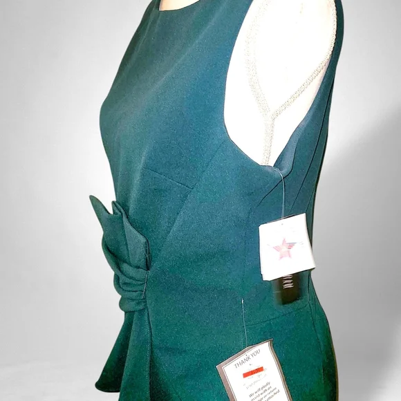 BETSY & ADAM "CHRISTINE" SCUBA CREPE RUFFLED BOW GOWN - Picture 4 of 8